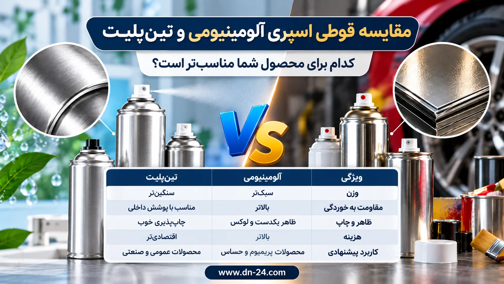 مقایسه قوطی اسپری آلومینیومی و تین‌پلیت